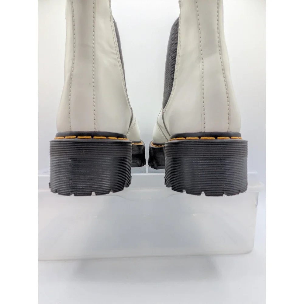 Dr. Martens Boots Mens Size 10 White 2976 Quad Chelsea Platform Leather Lug Sole